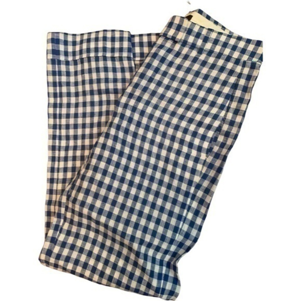 NWOT J. Crew Blue and White Gingham Slacks Sz 2P